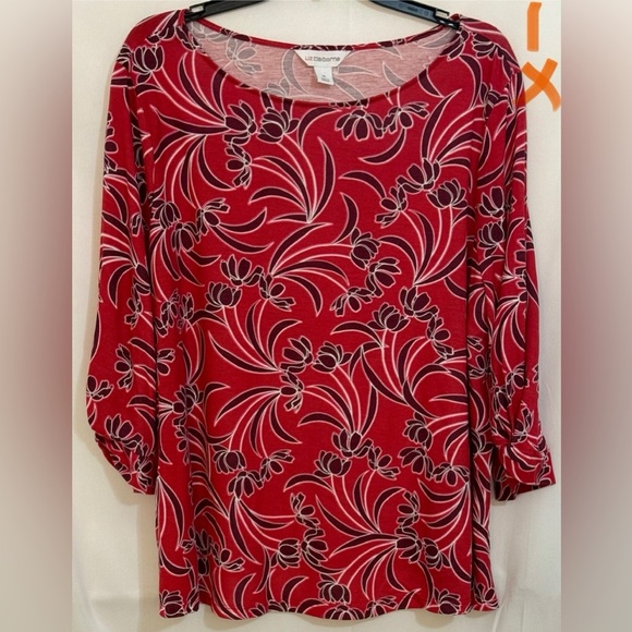 Liz Claiborne Tops - Liz Claiborne Red Floral Blouse